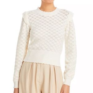 NWOT AQUA Pointelle Sweater in Ivory - XS - Perfect Condition!
